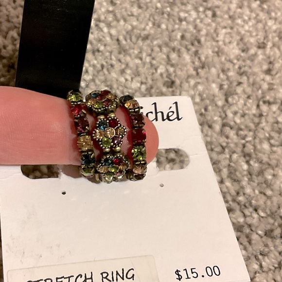 🆕 NWT 3pc Stacking Fashion Rings, stretch band fits all, multicolored gemstones - Picture 2 of 4